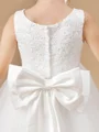 A-Line/Princess Scoop Ankle-Length Tulle Junior Bridemaid Dresses With Bow