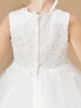 A-Line/Princess Scoop Ankle-Length Tulle Junior Bridemaid Dresses With Appliques Lace