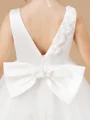 A-Line/Princess Scoop Asymmetrical Tulle Junior Bridemaid Dresses With Bow