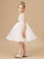 A-Line/Princess V-neck Knee-Length Tulle Junior Bridemaid Dresses With Belt/Sash