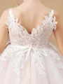 A-Line/Princess V-neck Knee-Length Tulle Junior Bridemaid Dresses With Belt/Sash