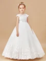Ball Gown Scoop Ankle-Length Tulle Junior Bridemaid Dresses With Belt/Sash