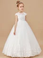 Ball Gown Scoop Ankle-Length Tulle Junior Bridemaid Dresses With Belt/Sash