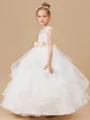 Ball Gown Scoop Ankle-Length Tulle Junior Bridemaid Dresses With Bow