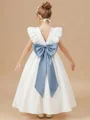 A-line Scoop Bowknot Ankle-Length Taffeta Flower Girl Dress