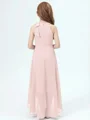 A-line Scoop Bowknot Asymmetrical Chiffon Flower Girl Dress