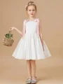A-line Scoop Bowknot Knee-Length Satin Flower Girl Dress