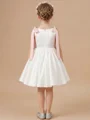 A-line Scoop Bowknot Knee-Length Satin Flower Girl Dress