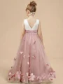A-line Scoop Flower Floor-Length Tulle Flower Girl Dress