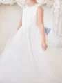 A-line Scoop Bowknot Floor-Length Tulle Flower Girl Dress