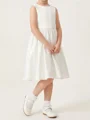 A-line Scoop Bowknot Knee-Length Satin Flower Girl Dress