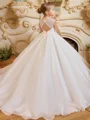 A-line Scoop Bowknot Sweep Train Organza Flower Girl Dress