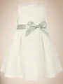 A-line Scoop Bowknot Knee-Length Satin Flower Girl Dress