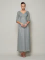 Sheath/Column V-neck Ankle-Length 30D Chiffon Mother of the Bride Dresses With Beading