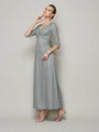 Sheath/Column V-neck Ankle-Length 30D Chiffon Mother of the Bride Dresses With Beading
