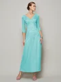 Sheath/Column V-neck Ankle-Length 30D Chiffon Mother of the Bride Dresses With Beading