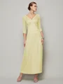 Sheath/Column V-neck Ankle-Length 30D Chiffon Mother of the Bride Dresses With Beading