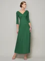 Sheath/Column V-neck Ankle-Length 30D Chiffon Mother of the Bride Dresses With Beading