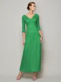 Sheath/Column V-neck Ankle-Length 30D Chiffon Mother of the Bride Dresses With Beading
