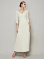 Sheath/Column V-neck Ankle-Length 30D Chiffon Mother of the Bride Dresses With Beading