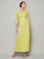 Sheath/Column V-neck Ankle-Length 30D Chiffon Mother of the Bride Dresses With Beading
