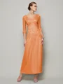 Sheath/Column V-neck Ankle-Length 30D Chiffon Mother of the Bride Dresses With Beading
