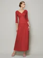 Sheath/Column V-neck Ankle-Length 30D Chiffon Mother of the Bride Dresses With Beading