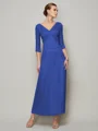 Sheath/Column V-neck Ankle-Length 30D Chiffon Mother of the Bride Dresses With Beading