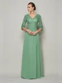 A-Line/Princess V-neck Floor-Length Chiffon Mother of the Bride Dresses With Lace