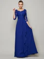 A-Line/Princess Scoop Floor-Length Chiffon Mother of the Bride Dresses With Lace