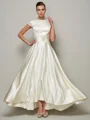 A-Line/Princess Scoop Floor-Length Satin Mother of the Bride Dresses With Beading