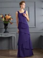 Sheath/Column Scoop Floor-Length Chiffon Mother of the Bride Dresses With Ruffles