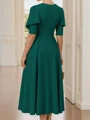 A-line Scoop 1/2 Sleeves Ruffles Tea-Length Mother of the Bride Dress