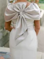 Sheath V-neck Short Sleeves Bow Ankle-Length Stretch Crepe Mother of the Bride Dress