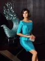 Sheath/Column Off-the-Shoulder Short/Mini Taffeta Mother of the Bride Dresses