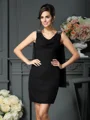 Sheath/Column Scoop Short/Mini Chiffon Mother of the Bride Dresses With Beading
