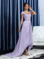 A-Line/Princess Straps Asymmetrical Chiffon Mother of the Bride Dresses With Beading