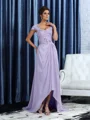 A-Line/Princess Straps Asymmetrical Chiffon Mother of the Bride Dresses With Beading