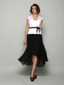 A-Line/Princess V-neck Asymmetrical Chiffon Mother of the Bride Dresses With Belt/Sash