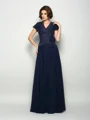 A-Line/Princess V-neck Floor-Length Chiffon Mother of the Bride Dresses With Beading