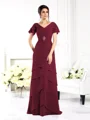 Sheath/Column V-neck Floor-Length Chiffon Mother of the Bride Dresses