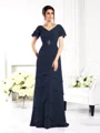 Sheath/Column V-neck Floor-Length Chiffon Mother of the Bride Dresses
