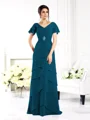 Sheath/Column V-neck Floor-Length Chiffon Mother of the Bride Dresses