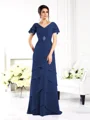 Sheath/Column V-neck Floor-Length Chiffon Mother of the Bride Dresses
