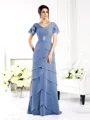 Sheath/Column V-neck Floor-Length Chiffon Mother of the Bride Dresses