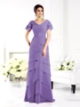 Sheath/Column V-neck Floor-Length Chiffon Mother of the Bride Dresses