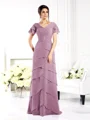 Sheath/Column V-neck Floor-Length Chiffon Mother of the Bride Dresses