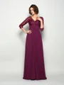 A-Line/Princess V-neck Sweep Train Chiffon Mother of the Bride Dresses With Beading