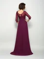 A-Line/Princess V-neck Sweep Train Chiffon Mother of the Bride Dresses With Beading