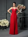 A-Line/Princess Spaghetti Straps Floor-Length Chiffon Mother of the Bride Dresses With Beading